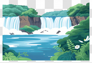 Waterfall - Beautiful Waterfall Scene Transparent PNG