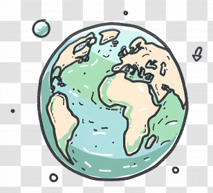 Doodle Earth - Earth Illustration With Doodle Style Transparent PNG