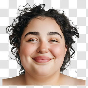 Fat Woman - Smiling Woman With Curly Hair Transparent PNG