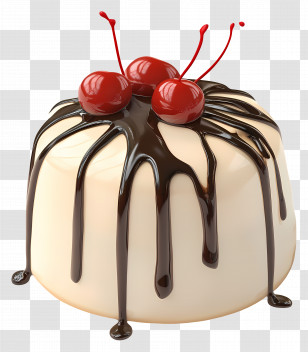 Vanilla Cake - Chocolate Cherry Dessert With Drizzle Transparent PNG