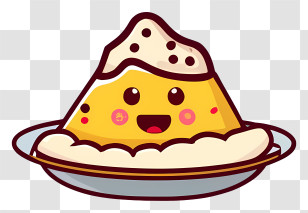 Vanilla Ice Cream - Cute Cartoon Food On Plate Transparent PNG