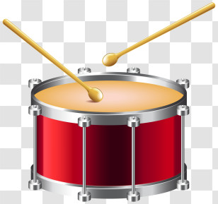 Music - Red Drum With Drumsticks Illustration Transparent PNG