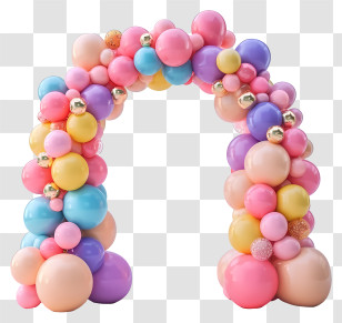 Cartoon 3d Birthday Balloon Arch - Pastel Balloon Arch For Celebrations Transparent PNG