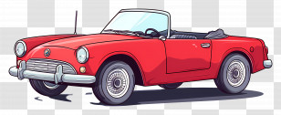 Animated Car - Red Convertible Classic Car Design Transparent PNG