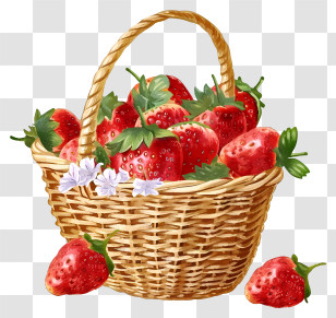 Strawberry Basket Icon - Basket Full Of Fresh Strawberries Illustration Transparent PNG