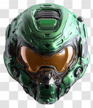Doomguy - Futuristic Green Helmet Transparent PNG