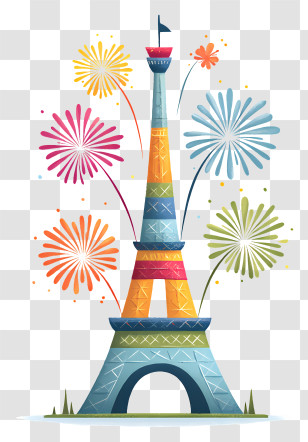 Eiffel Tower Fireworks - Colorful Eiffel Tower Transparent PNG