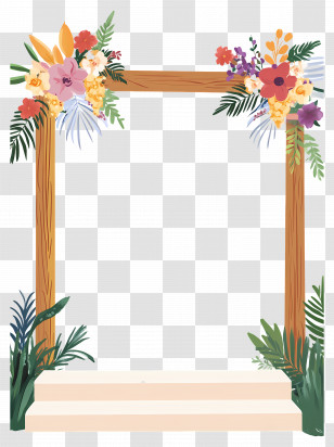 Wedding Flower Background - Decorative Floral Frame Transparent PNG