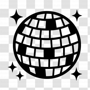 Mirror Ball Emoji - Black And White Disco Ball Transparent PNG
