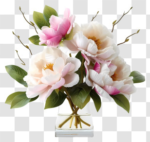 Realistic Elegant Flower Arrangement - Beautiful Flower Bouquet In Vase Transparent PNG