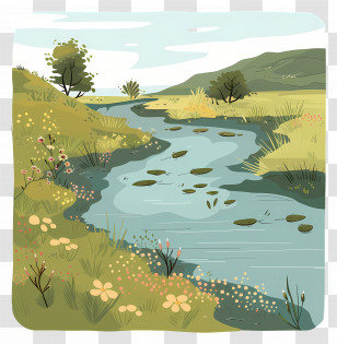 River Scene - Peaceful River In Nature Landscape Transparent PNG