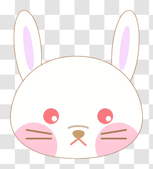White Rabbit - Cartoon Rabbit Face With Pink Cheeks Transparent PNG