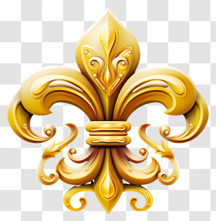 Golden Floral Design - Golden Ornamental Fleur-de-lis Symbol Transparent PNG