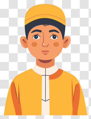 Muslim Boy - Cartoon Boy In Traditional Yellow Outfit Transparent PNG