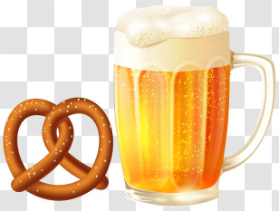 Pretzel - Beer Mug And Soft Pretzel Transparent PNG