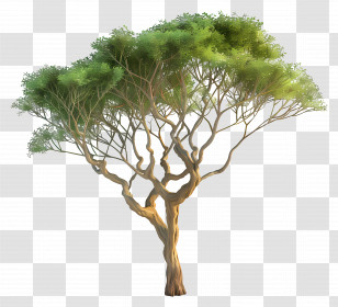 3d Acacia Tree - Tree With Spreading Canopy Illustration Transparent PNG