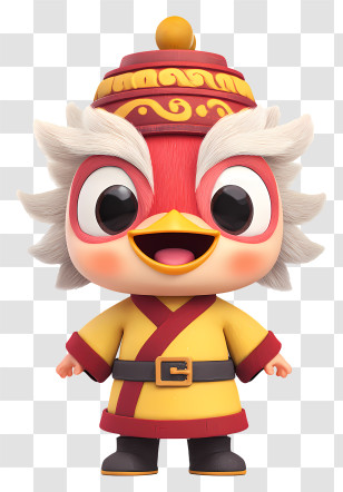 Chinese Lion Dance Mascot - Cheerful Red Bird In Traditional Costume Transparent PNG