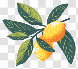Watercolor Lemon - Lemons On A Branch Transparent PNG
