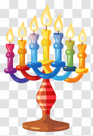 Hanukkah Menorah - Colorful Menorah For Hanukkah Celebration Transparent PNG
