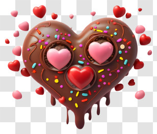 Cartoon - Heart-Shaped Chocolate With Colorful Sprinkles Transparent PNG