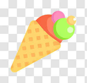 Ice Cream - Cartoon Ice Cream Cone With Bright Scoops Transparent PNG