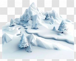Snowy Hill - Snowy Mountains With Trees Scene Transparent PNG