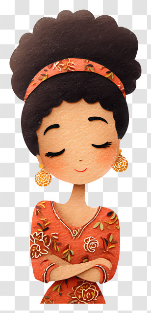 Woman With Henna Art - Woman In Floral Dress Transparent PNG