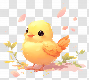 Chick - Yellow Cartoon Chick In Nature Transparent PNG