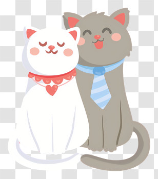 Cartoon Cats - Cartoon Cats With Tie And Heart Transparent PNG