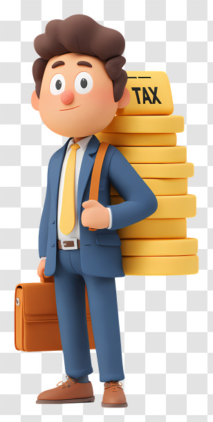 Businessman With Tax Burden - Businessman Carrying Tax Coins Transparent PNG