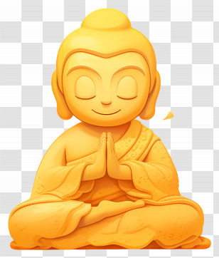 Buddha - Meditating Golden Buddha Cartoon Transparent PNG