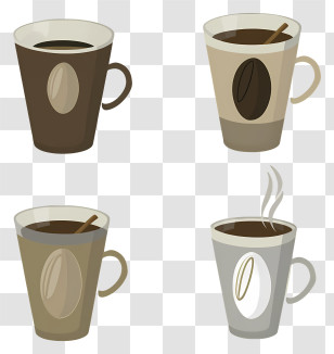 Coffee Cups - Collection Of Coffee Cup Illustrations Transparent PNG