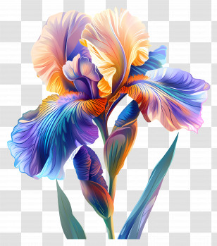 Iris Flower - Colorful Artistic Iris Flower Transparent PNG