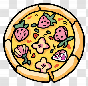 Hawaiian Pizza - Playful Cartoon Fruit Pizza Illustration Transparent PNG