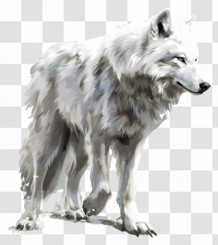 White Wolf - Majestic White Wolf Illustration Transparent PNG