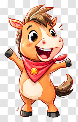 Cartoon Horse - Cheerful Cartoon Pony Transparent PNG