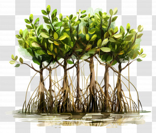 Mangrove Forest - Mangrove Trees With Exposed Roots In Wetlands Transparent PNG