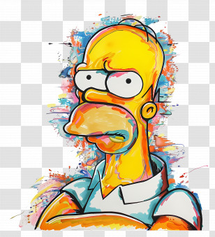 Homer Simpson - Cartoon Man With Yellow Skin And White Shirt Transparent PNG