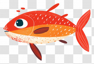 Red Cartoon Fish - Red Cartoon Fish With Vibrant Design Transparent PNG