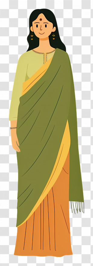 Woman In Sari - Woman In Traditional Dress Transparent PNG