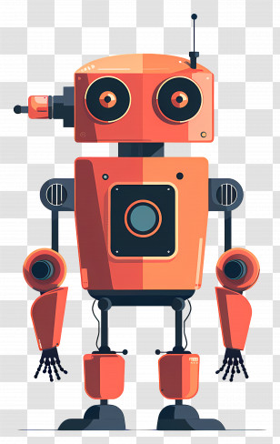 Robot - Orange Retro Robot Illustration Transparent PNG