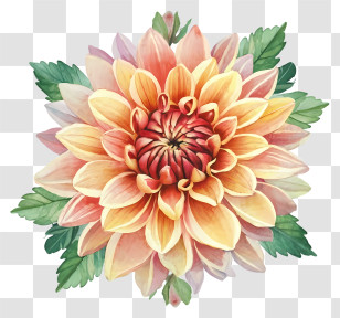 Watercolor Painting - Colorful Chrysanthemum Flower Illustration Transparent PNG