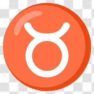 Taurus Emoji - Orange Taurus Zodiac Symbol Transparent PNG