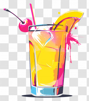 Tropical Alcoholic Cocktail - Tropical Juice In A Glass With Fruit Garnish Transparent PNG