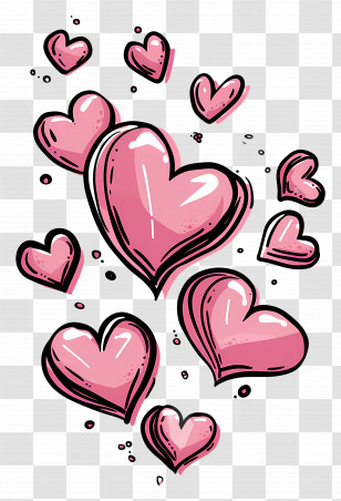 Floating Pink Hearts - Pink Doodle Hearts For Love-Themed Artwork Transparent PNG