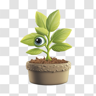 Seedling - Whimsical Plant With Eye In Pot Transparent PNG