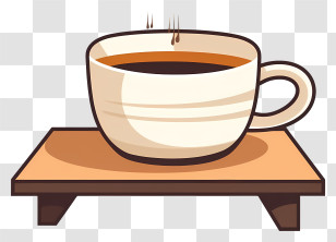 Coffee Mug - Hot Coffee Cup On Wooden Table Transparent PNG