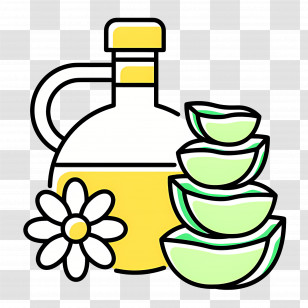 Aloe Vera - Aloe Vera Oil With Flower Illustration Transparent PNG
