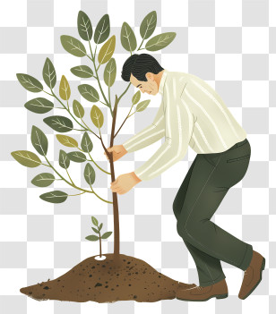 Tree Planting - Man Planting A Tree Transparent PNG