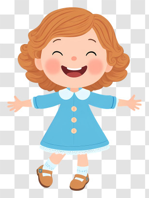 Little Girl Dancing - Joyful Little Girl In Blue Dress Transparent PNG